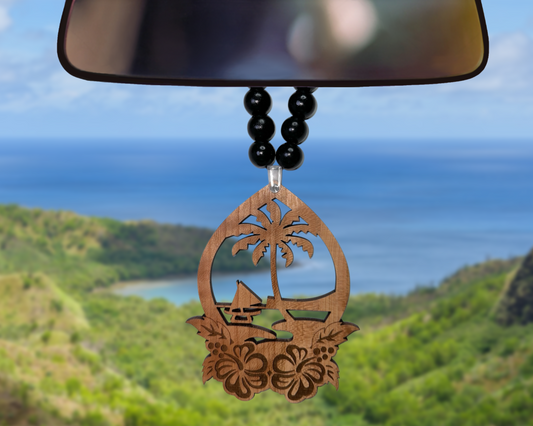 Guam Hibiscus Car Mirror Ornament